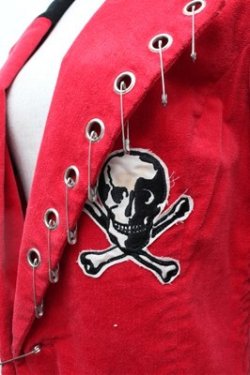 画像5: HELL CAT PUNKS / ベロアジャケット  赤ｘ黒 S-26-02-22-042-PU-JA-AS-ZS