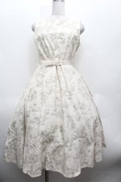 画像1: an another angelus / トワル柄ノースリーブワンピース  オフｘグリーン S-26-02-22-046-CA-OP-AS-ZS