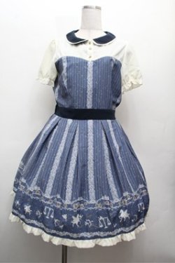 画像1: axes femme POETIQUE / ストライプ星座ワンピース M ネイビー S-26-02-22-049-AX-OP-TE-ZS