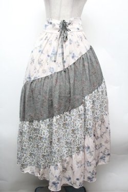 画像1: axes femme / フラワー柄エスカルゴスカート  グリーン S-26-02-22-061-AX-SK-AS-ZS