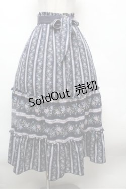 画像1: axes femme / ストライプフラワー柄スカート  紺 S-26-02-22-064-AX-SK-AS-ZS