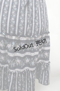 画像2: axes femme / ストライプフラワー柄スカート  紺 S-26-02-22-064-AX-SK-AS-ZS