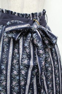 画像4: axes femme / ストライプフラワー柄スカート  紺 S-26-02-22-064-AX-SK-AS-ZS