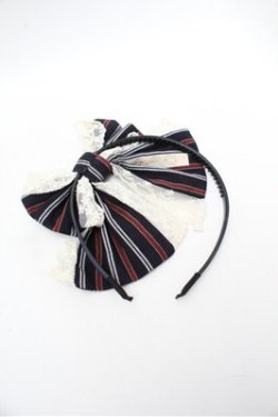 画像3: Pina sweetcollection / ストライプリボンカチューシャ  紺 S-26-02-22-018-LO-SK-AS-ZS