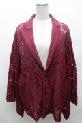 REZEN / レース和袖ジャケット  ワイン S-26-02-23-038-PU-JA-AS-ZS