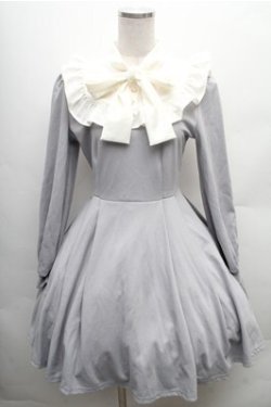 画像1: Ank Rouge / ヨークフリルリボンタイカットワンピース  グレーｘ白 S-26-02-23-046-CA-OP-HR-ZS