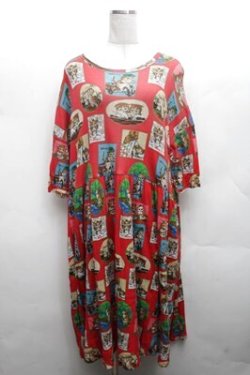 画像1: Franche Lippee / タペストリーワンピース 3L レッド S-26-02-23-048-LO-OP-HR-ZS