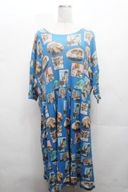 画像1: Franche Lippee / タペストリーワンピース 3L ブルー S-26-02-23-049-LO-OP-HR-ZS