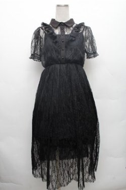 画像1: Ank Rouge / プリーツレースワンピース  黒 S-26-02-23-054-CA-OP-HR-ZS