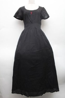 画像1: BPN / クロス刺繍ワンピース  黒 S-26-02-23-055-GO-OP-HR-ZS