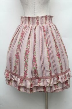 画像2: axes femme / ストライプ花柄スカート  ピンク S-26-02-23-065-AX-SK-AS-ZS