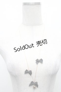 画像1: m petit by misako / AMリボンビジューネックレス  黒 S-26-02-23-010-LO-AC-AS-ZS