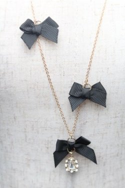 画像2: m petit by misako / AMリボンビジューネックレス  黒 S-26-02-23-010-LO-AC-AS-ZS