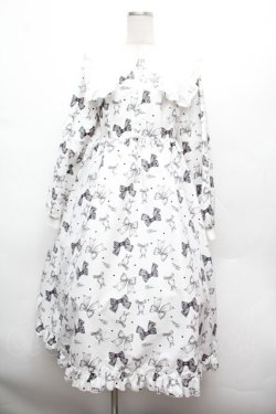 画像1: Lovely Tency / 眞白ありすコラボ/リボンプリントワンピース L 白 S-26-02-25-041-LO-OP-AS-ZS