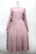 m petit by misako / AM*レースエリプリーツワンピース M ピンク S-26-02-25-042-LO-OP-TE-ZS