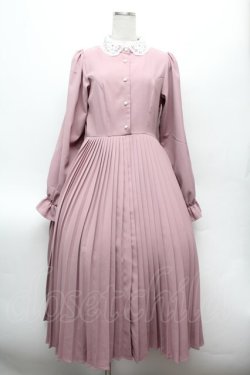 画像1: m petit by misako / AM*レースエリプリーツワンピース M ピンク S-26-02-25-042-LO-OP-TE-ZS