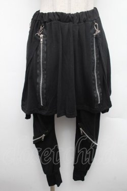 画像1: ACDC RAG / スカート付きサルエルパンツ  黒 S-26-02-25-065-PU-PA-HR-ZS