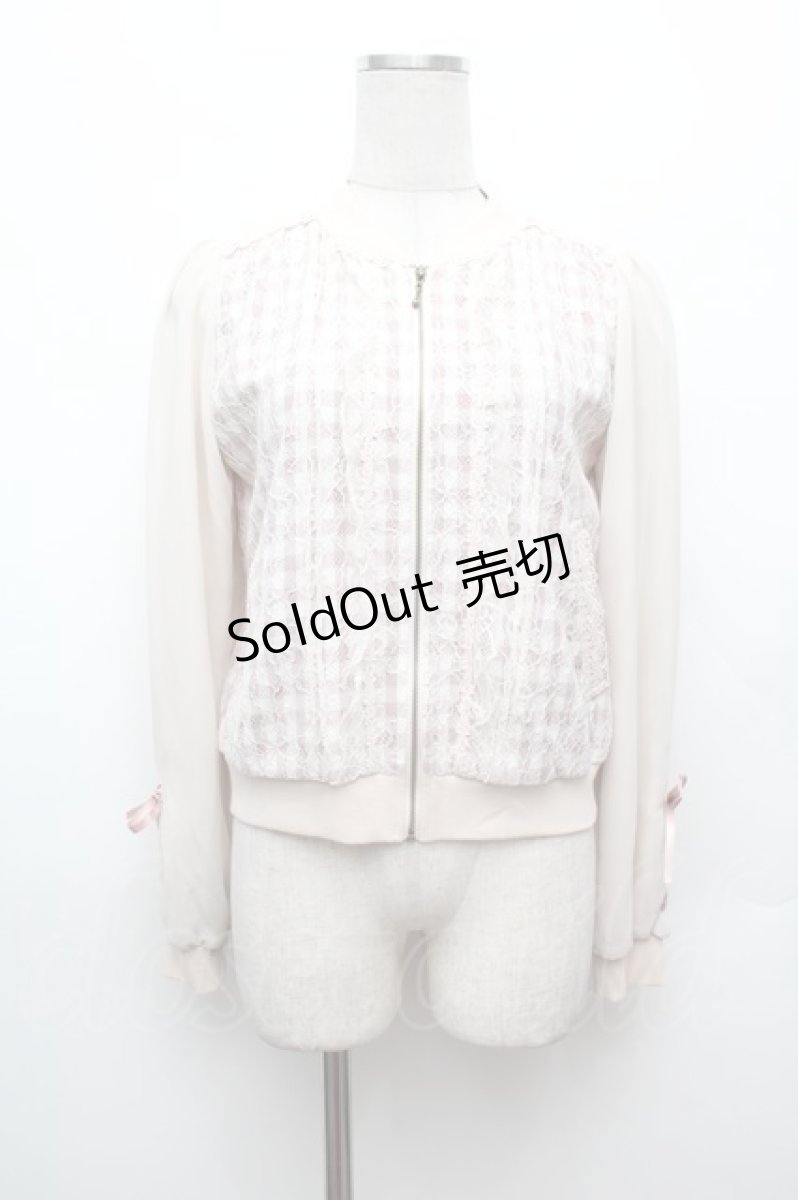 画像1: axes femme POETIQUE / レース重ねブルゾン  ピンクｘ白 S-26-02-25-029-AX-JA-HR-ZS (1)