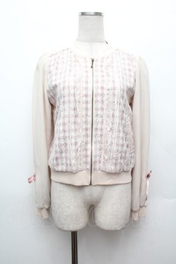 画像1: axes femme POETIQUE / レース重ねブルゾン  ピンクｘ白 S-26-02-25-029-AX-JA-HR-ZS