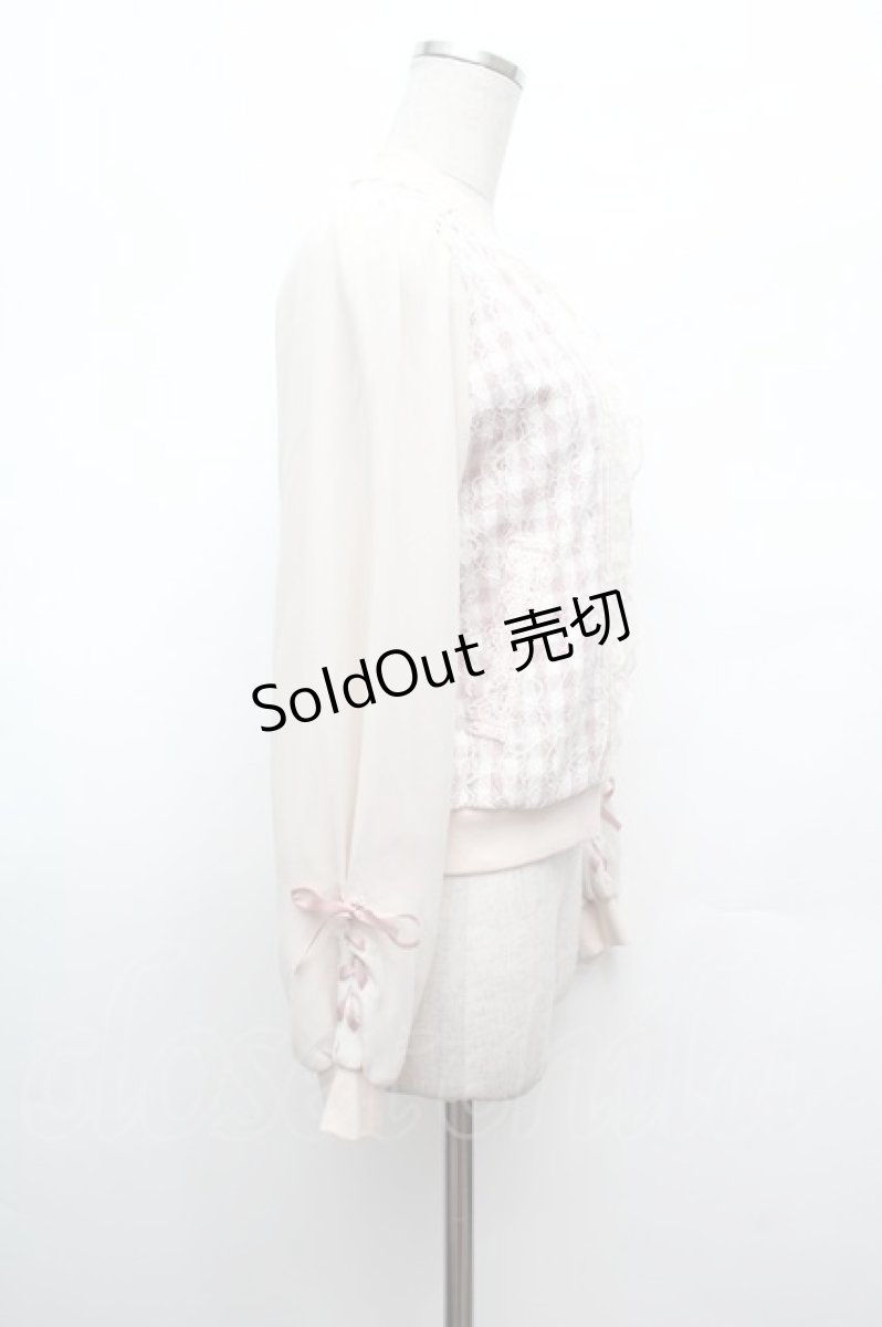 画像2: axes femme POETIQUE / レース重ねブルゾン  ピンクｘ白 S-26-02-25-029-AX-JA-HR-ZS (2)