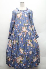PINK HOUSE / Berry Roseプリントミディワンピース  ブルー S-26-02-26-031-LO-OP-SA-ZS
