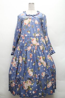 画像1: PINK HOUSE / Berry Roseプリントミディワンピース  ブルー S-26-02-26-031-LO-OP-SA-ZS