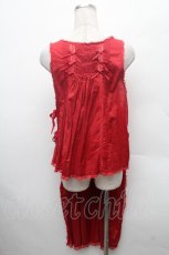 画像2: PINK HOUSE / リボンピンタックタブリエ  赤 S-26-02-26-004-LO-OP-SA-ZS (2)