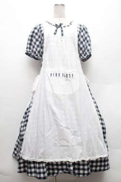 画像1: PINK HOUSE / エプロン付きブロードギンガムワンピース F 紺 S-26-02-26-032-LO-OP-SZ-ZS