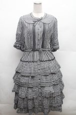 画像1: alcali / コットンギンガム前開きワンピース  黒ｘ白 S-26-02-26-033-LO-OP-AS-ZS (1)