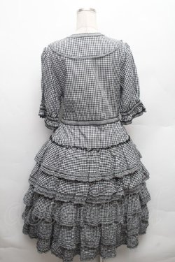 画像2: alcali / コットンギンガム前開きワンピース  黒ｘ白 S-26-02-26-033-LO-OP-AS-ZS