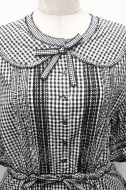 画像3: alcali / コットンギンガム前開きワンピース  黒ｘ白 S-26-02-26-033-LO-OP-AS-ZS