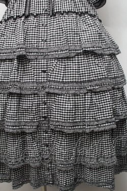画像4: alcali / コットンギンガム前開きワンピース  黒ｘ白 S-26-02-26-033-LO-OP-AS-ZS