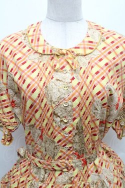 画像3: WONDERFUL WORLD / チェック&うさぎさんワンピース  イエロー S-26-02-26-006-LO-OP-HR-ZS