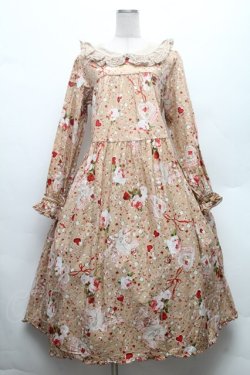 画像1: PINK HOUSE / オーナメントローズプリントミディワンピース  ベージュ S-26-02-26-008-LO-OP-SZ-ZS