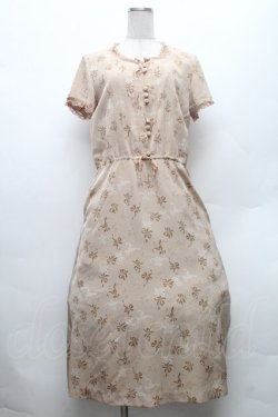 画像1: INGEBORG / リボンpt半袖ワンピース  ベージュ S-26-02-26-009-LO-OP-SA-ZS