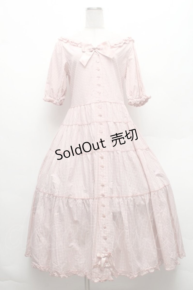 画像1: PINK HOUSE / セーラーカラーギンガムチェックミディワンピース  ピンク S-26-02-26-019-LO-OP-AS-ZS (1)