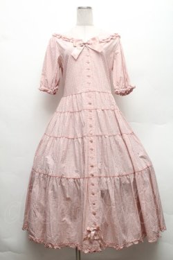 画像1: PINK HOUSE / セーラーカラーギンガムチェックミディワンピース  ピンク S-26-02-26-019-LO-OP-AS-ZS