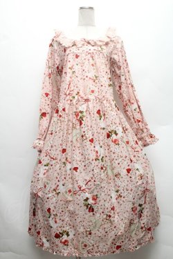 画像1: PINK HOUSE / オーナメントローズプリントミディワンピース  ピンク S-26-02-26-021-LO-OP-SZ-ZS