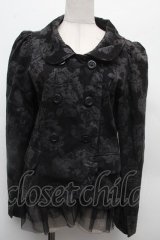 PEACE NOW / 裾チュールローズプリントジャケット  黒 S-26-02-28-035-PU-JA-HR-ZS