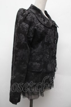 画像3: PEACE NOW / 裾チュールローズプリントジャケット  黒 S-26-02-28-035-PU-JA-HR-ZS