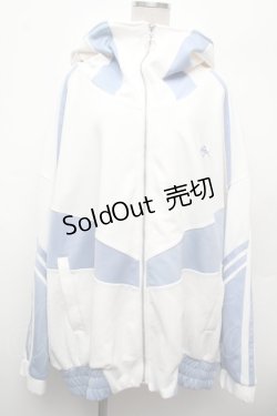 画像1: REFLEM / BIG切替ハーフスリーブパーカー  サックスｘ白 S-26-02-28-038-PU-JA-HR-ZS