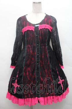 画像1: PUNK / レースワンピース  黒ｘピンク S-26-02-28-041-PU-OP-AS-ZS