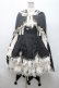 画像1: 中国ロリータ / 裾レースシャーリングジャンパースカートセット  黒ｘ白ｘキナリ S-26-02-28-044-LO-BL-HR-ZS (1)