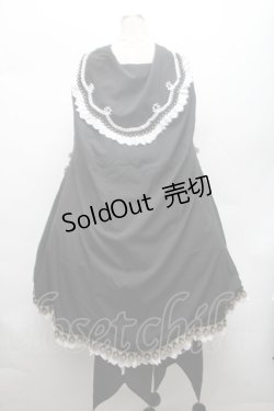 画像2: 中国ロリータ / 裾レースシャーリングジャンパースカートセット  黒ｘ白ｘキナリ S-26-02-28-044-LO-BL-HR-ZS