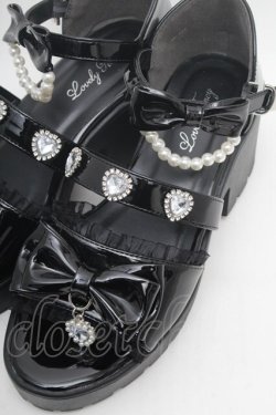 画像4: Lovely Tency / 眞白ありすコラボ/ビジューリボンサンダル LL 黒 S-26-02-28-004-LO-SH-TE-ZS