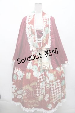 画像1: NyanNyan Star / 和柄ｘ洋梨ジャンパースカートセット  ワイン S-26-02-28-048-LO-OP-HR-ZS