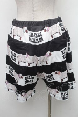 画像2: MALKOMALKA / ひつじ柄ショートパンツ  黒ｘ白 S-26-02-28-057-PU-TO-HR-ZS