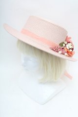 axes femme / アソートフラワーカンカン帽  ピンク S-26-02-28-008-AX-AC-HR-ZS