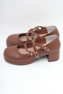 画像2: axes femme / 3連ストラップおでこパンプス L ブラウン S-26-02-28-002-AX-SH-AS-ZS