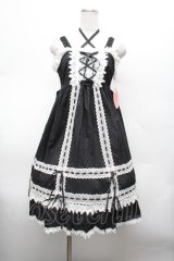 BABY,THE STARS SHINE BRIGHT / はわせベビードールジャンパースカート  黒ｘ白 S-26-03-01-032-BA-OP-HR-ZS